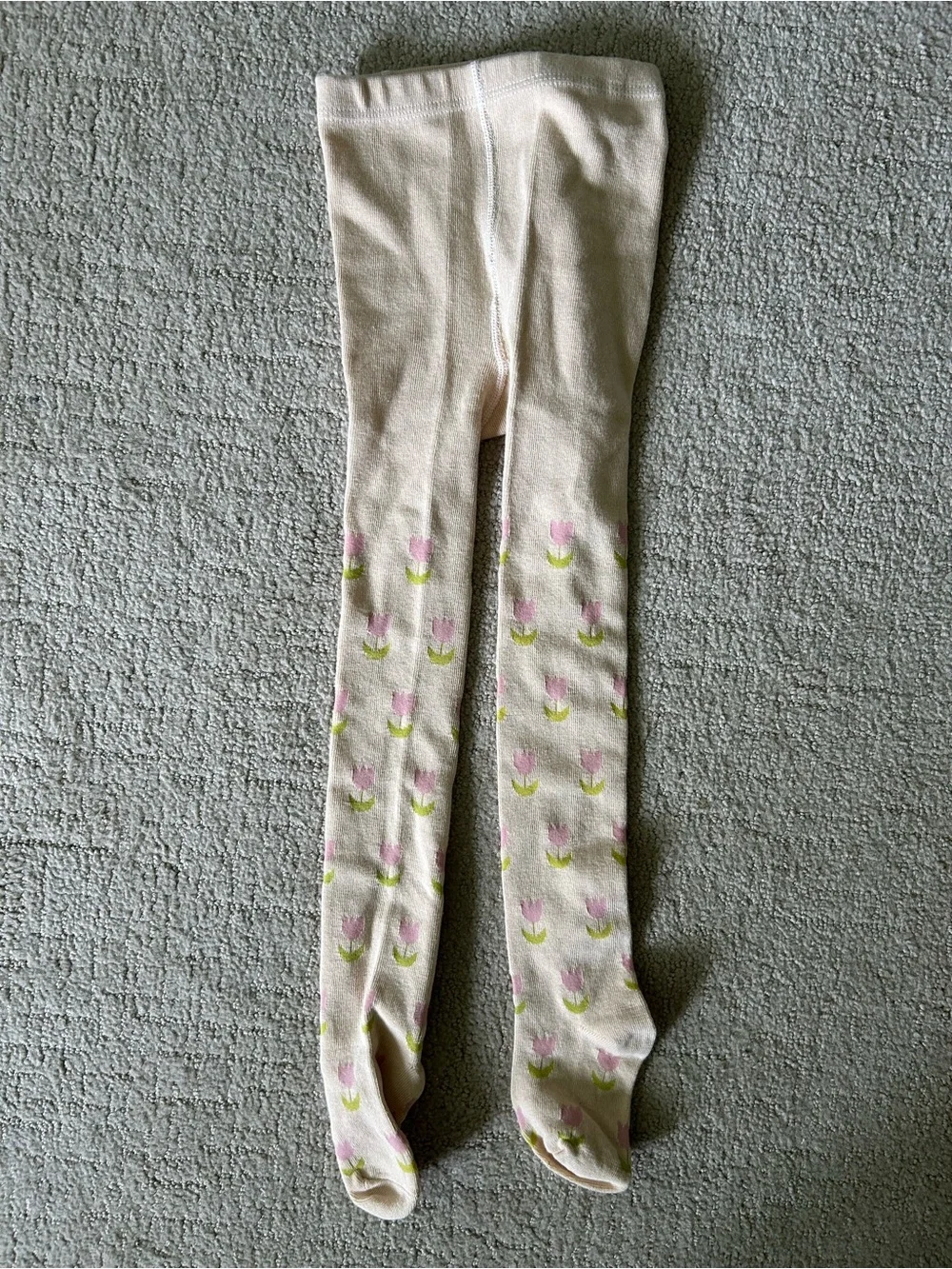 Little Stocking Co cream tulip floral girls tights 3/4 NWOT